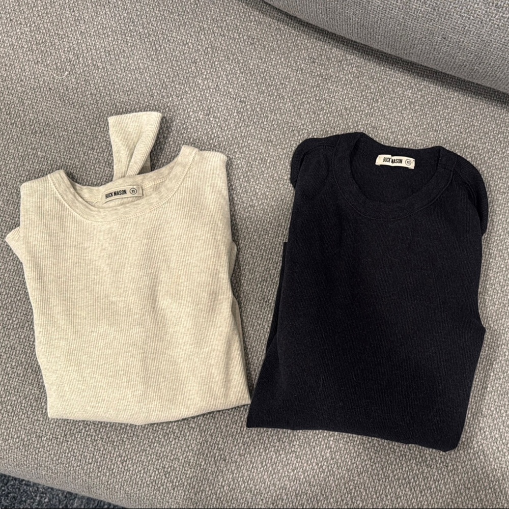 Indigo and Cream ribbed long Al Shirts
